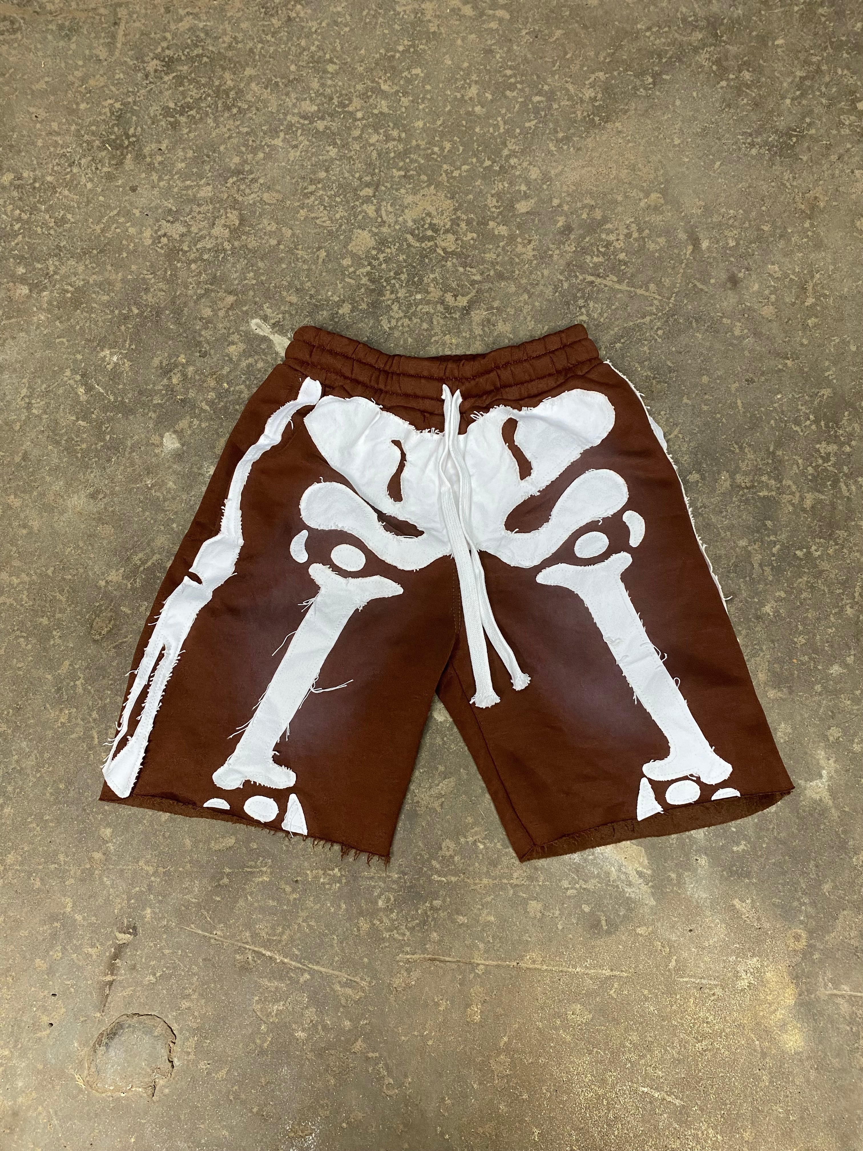 BROWN SKELETON SHORTS