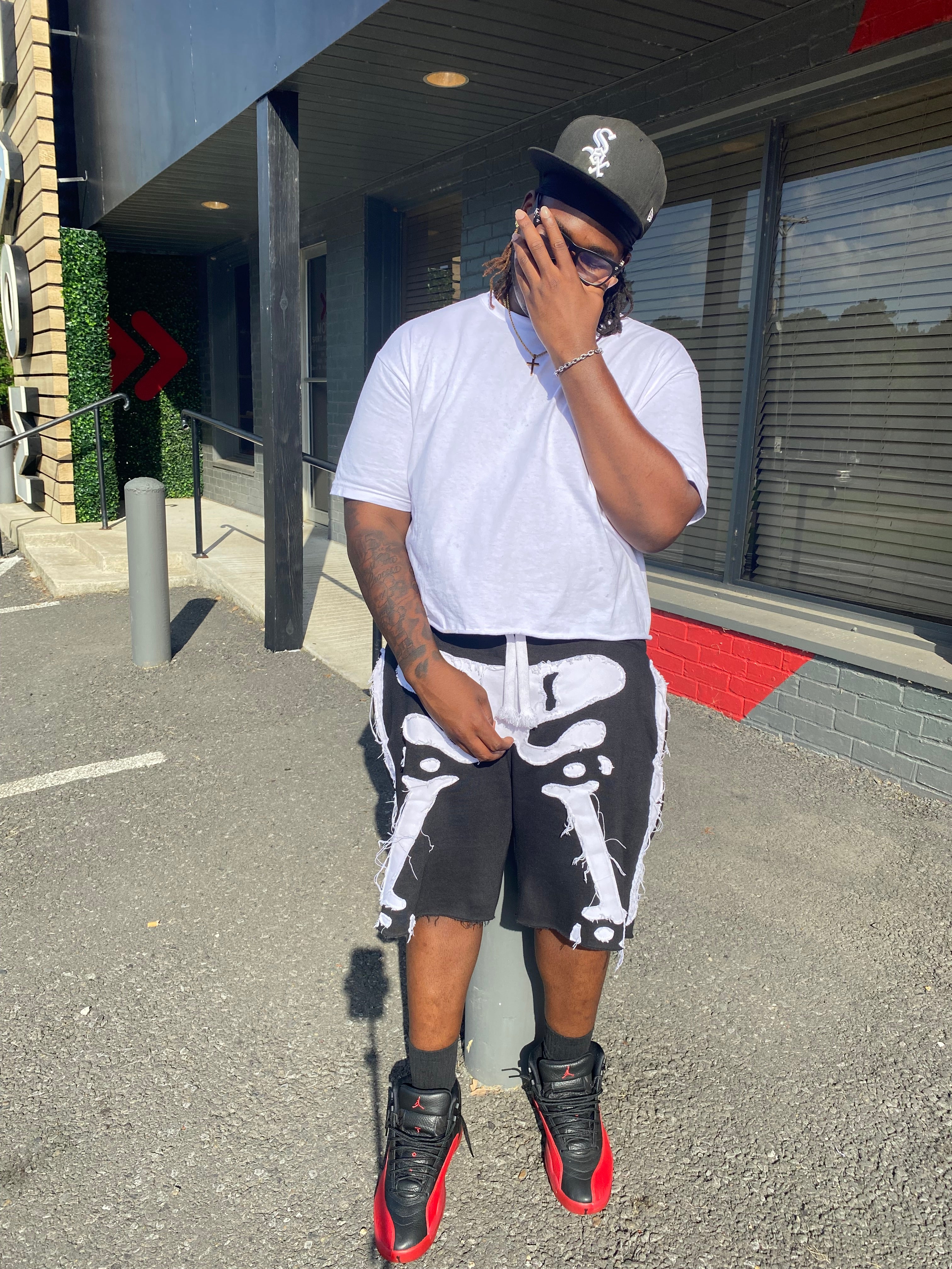 BLACK SKELETON SHORTS