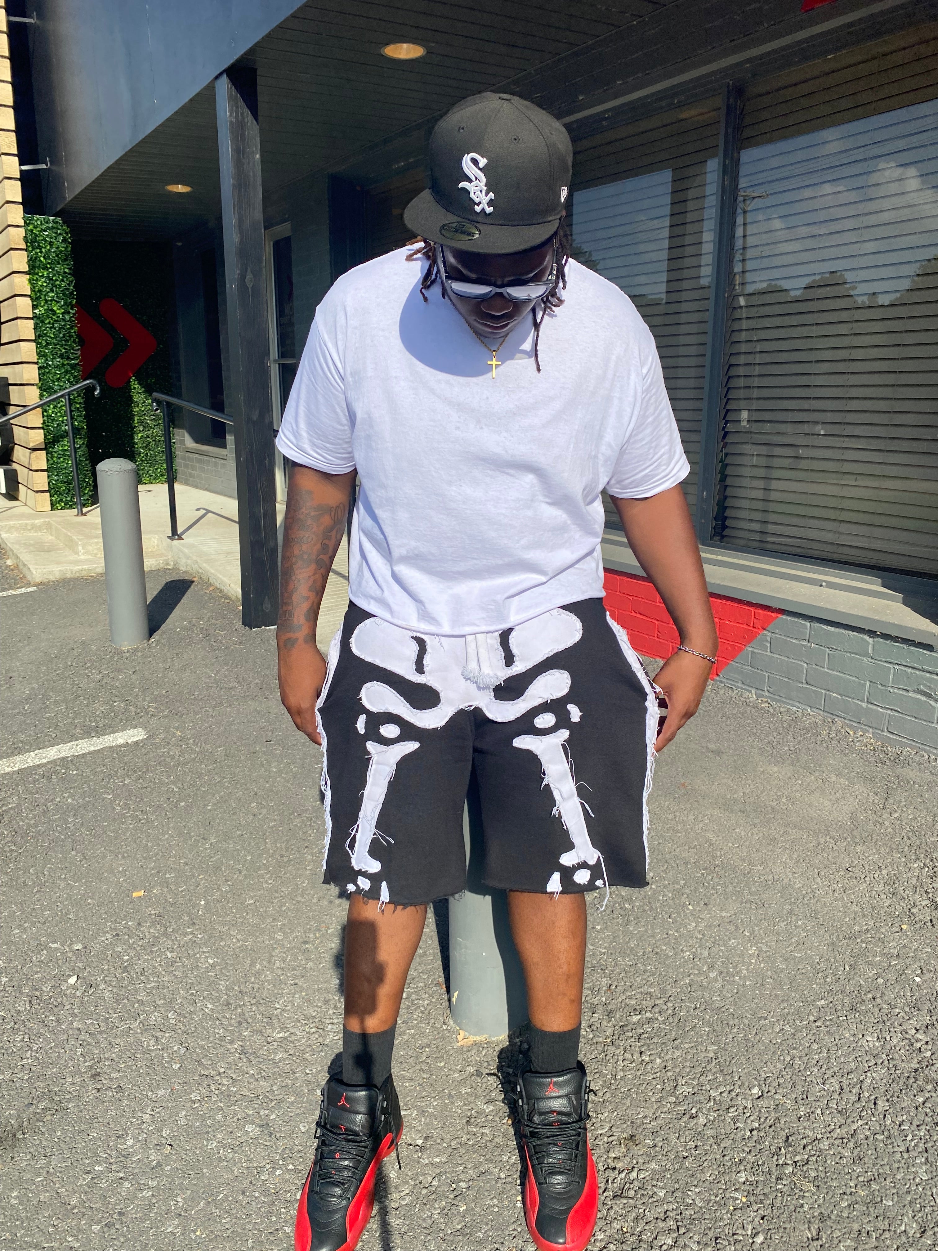 BLACK SKELETON SHORTS